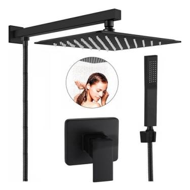 Imagem de Chuveiro Parede Ducha Preto Fosco Misturador Monocomando - Fine Metais