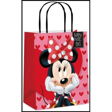 Imagem de Sacola Para Presente, Cromus, Decorada, Minnie Love, M, 26X19,5X9,5Cm, Pacote com 10 Unidades