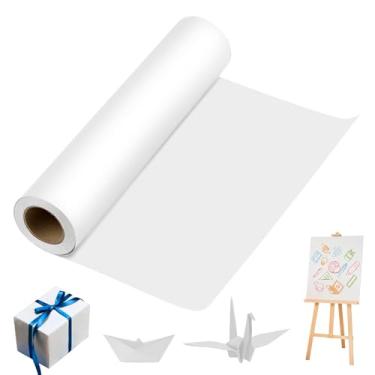 Imagem de Rolo de papel kraft branco para artesanato, 38 x 1,300 cm, papel de embrulho branco para presente, rolo de papel de cavalete para pintura de desenho infantil, quadro de avisos, cartaz, banner