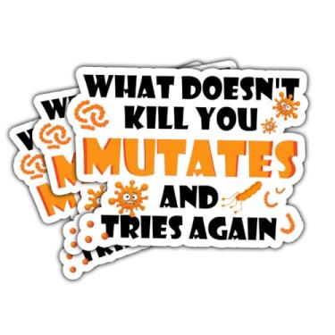 Imagem de 3 adesivos What Doesn't Kill You Mutates and Tries Again, adesivos engraçados de ciência da computação de psicologia médica, adesivos de biologia - adesivo de vinil de 7,6 cm para garrafas de água,