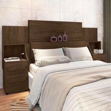 Imagem de Cabeceira Para Cama de Casal em MDF RV Móveis Síria Com Mesa Lateral N