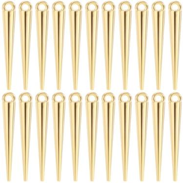 Imagem de SUNNYCLUE 1 caixa, 80 peças, berloques de cone com pontas douradas, liga de metal, antigo, tibetano, vintage, gótico, pontas longas, pingentes em forma de cone para fazer joias, colar, pulseiras,