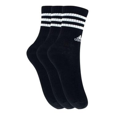 Imagem de Kit de Meia adidas Adulto Cano Alto 3 Listras - 3 Pares