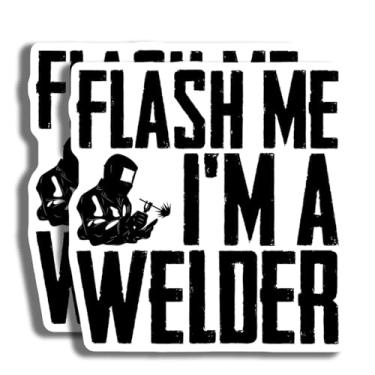 Imagem de Adesivo de soldagem engraçado - Adesivo Flash Me I'm A Welder - Adesivo de presente de soldador - Decalque de solda bem-humorado - Adesivo de vinil de piada de soldador - Design decorativo durável