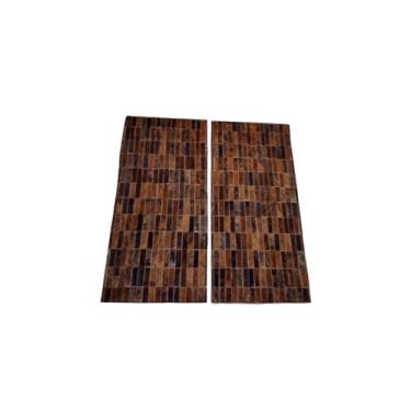Imagem de Tapete De Couro Natural Par Beira Cama (Passadeira) 1,00 x 0,50 M (Marron Exótico Tiras)
