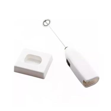 Imagem de Mini Mixer Elétrico Portátil com Base – Misturador de Bebidas e Alimentos (Branco)