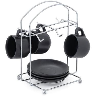 Imagem de Porta Xícaras De Café e Pires Suporte Cromado Organizador Cozinha - Pa