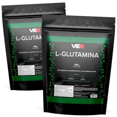 Imagem de Kit 2x L-Glutamine Pura 5000mg 100% Glutamina em Pó Pure Aminoacido Premium Sem Sabor Refil Pouch 250g Importada Isolada Natural Rende 50 Porções - VEE