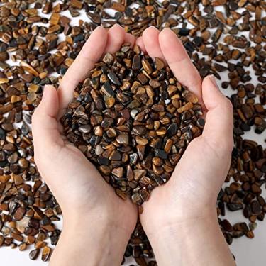 Imagem de MAIBAOTA Pedra de cristal curativo olho de tigre decoração pedra natural reiki quartzo chips de aquário pedra preciosa cascalho vaso de peixe enchimento decorativo pequeno seixos (200 gramas)