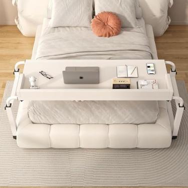 Imagem de Mesa de cama ajustável para cama com rodas e mesa inclinável - Mesa médica com rodinhas para casa e hospital - bandeja de alimentos em pé para estação de trabalho - Mesa de computador