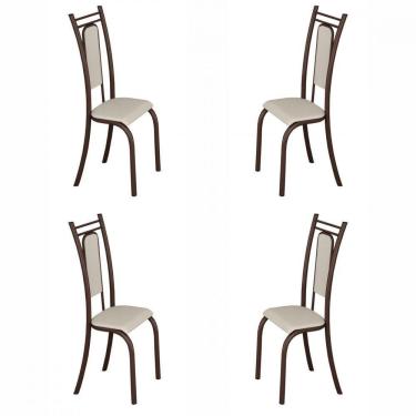 Imagem de Conjunto Com 4 Cadeiras Paris Marrom Assento Creme Teixeira Marrom Com Creme