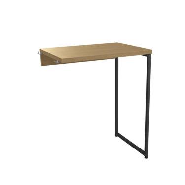 Imagem de Mesa de Apoio Lateral para Mesa Kappesberg Crome Industrial de Metal 60cm Freijó/Preto Fosco