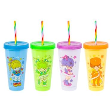Imagem de Silver Buffalo Conjunto infantil Rainbow Brite RB Color Boxed 680 g pacote com 4 copos de plástico que mudam de cor