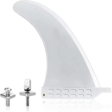 Imagem de Lvsnro Barbatana de Surf SUP – Parafuso sem ferramenta de 23 cm de aleta central, para prancha de surf Longboard e Paddleboard, sem parafusos de ferramenta (branco)