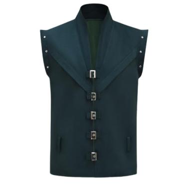 Imagem de Lagusida Fantasia masculina verde príncipe adulto verde renascentista camisa camisa calça bolsa Halloween cosplay roupa, Verde, PP