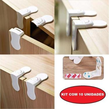 Imagem de 10 Trava Gaveta Porta Armário Segurança Bebê Colorido - SHM