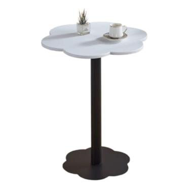 Imagem de Mesa de centro pétala, mesa lateral de madeira em forma de flor, mesa de centro de sofá pequena, mesa de canto de estilo simples moderno para sala de estar, escritório, mesa de cabeceira para quarto