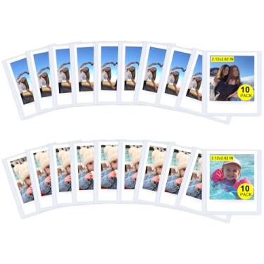 Imagem de CAIYOULE Pacote com 20 molduras magnéticas para Polaroid Go, moldura magnética para geladeira, compatível com Polaroid Go, moldura magnética de geladeira com capa transparente, 5 x 6 cm, branca