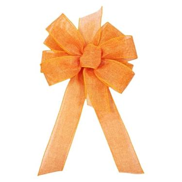 Imagem de Meseey Laço de fita de serapilheira para decoração de guirlanda, juta natural, 25 x 50 cm (laranja)