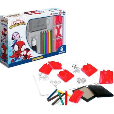 Imagem de Carimbos Homem Aranha Spidey Com Giz De Cera para Colorir Xalingo