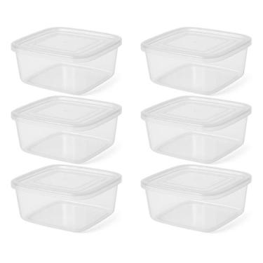 Imagem de Jogo 6 potes quadrado 1300ml transparente com tampa BPA free - ERCAPLA