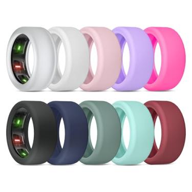 Imagem de BandRain Pacote com 10 capas para anel Oura Gen 4/4 Ceramic/Oura Gen 3/ULTRAHUMAN Ring AIR, capa protetora de silicone elástico antiarranhões para RingConn Gen 2/Gen 2 Air Mulheres Homens