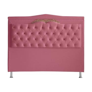 Imagem de Cabeceira De Cama Barcelona Queen 160 Cm Capitonê Retro Botão Encapados Suede Rosa Bebê Do Lar Móveis