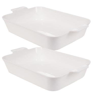 Imagem de Travessa de plástico retangular 4,5 litros marmorizado com 2 unidades Plasutil ref. 16381
