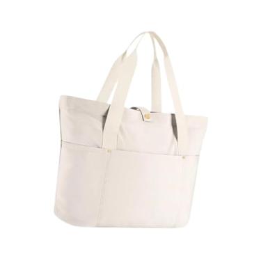 Imagem de Colaxi Bolsa para mulheres bolsa bolsa de nylon dobrável de grande capacidade casual laptop saco de ombro para viagens de praia, Bege