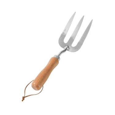 Imagem de Baoblaze Ferramenta de mão do garfo de jardim com maçaneta de madeira de faia manual para ervas daninhas para plantar a escavação do gramado