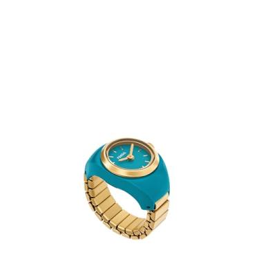 Imagem de Fossil Anel de relógio feminino de aço inoxidável azul com duas mãos, ES5415, Dourado