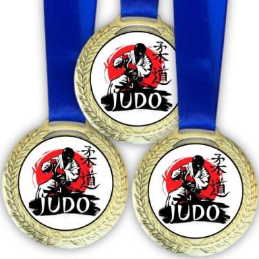 Imagem de Kit 5 Medalhas Personalizada para Premiação, 58mm, com Fita Azul, Pers