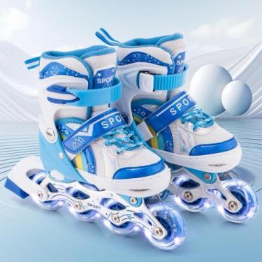Imagem de Patins Roller Reto De 4 Rodas Infantil Meninos Com Led Patins Inline M