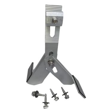 Imagem de Suporte X para Estrutura de Painel Solar para Telhas Metalicas Onduladas. altura para desníveis de até 3 cm, e bases com borracha de EPDM,4 furos de fixação garantem uma instalação precisa e segura