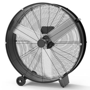 Imagem de GarveeHome Ventilador de tambor industrial de 76 cm, ventilador de piso de alta velocidade de 3 velocidades, circulador de ar de metal resistente com alça de rodízio para pátios, armazéns, comerciais