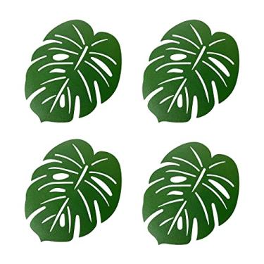 Imagem de Kit 4 Peças Jogo Americano Formato De Folha Costela De Adão Mesa Posta Lugar Americano Pvc Folhagem Elegante