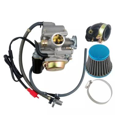 Imagem de Risforth Carburador de 150 cc para motores GY6 de 4 tempos - compatível com 125cc, 150cc, 152QMJ, 157QMI, PD24J motocicleta, scooter, ATV, Go Kart - Inclui estrangulador elétrico e coletor de admissão