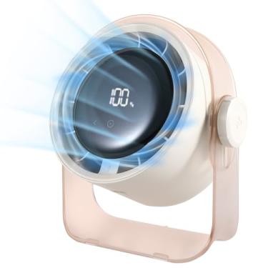 Imagem de VAVOFO Ventilador de mesa com bateria operado, visor digital silencioso, ventilador portátil para escritório, ao ar livre, 360 velocidades, inclinação de 115° pequeno ventilador de mesa de acampamento