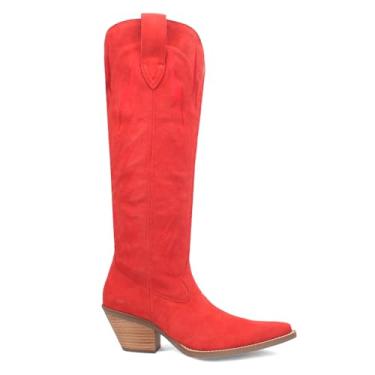 Imagem de Dingo Botas femininas estilo caubói Thunder Road com bico fino, Vermelho, 39 BR