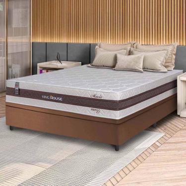 Imagem de Conjunto Box Baú Marrom Mali Bege Molas Ensacadas Casal 138x188x77 - King House