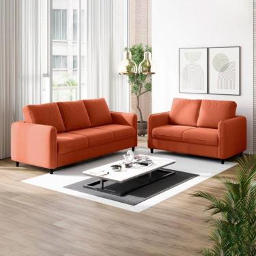Imagem de Conjunto Sofá Orquídea 2 E 3 Lugares Em Veludo Terracota