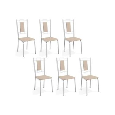 Imagem de Cadeiras De Cozinha Florença C005 Kit 6 Un Cromada - Assento Nude 16 - Kappesberg