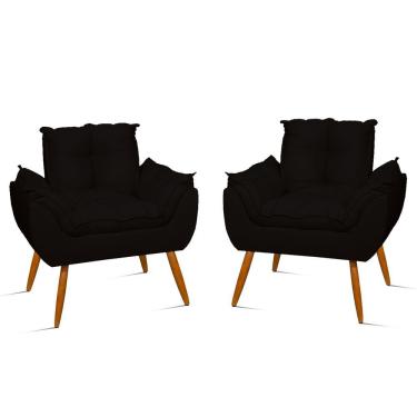 Imagem de Kit 2 Poltronas Cadeiras Reforçadas Confortáveis – Jl Decor Cor:preto