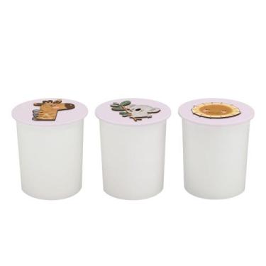 Imagem de Trio de Potes Kit Higiene Bebê Quarto Lavável Safari Savana - Neném na