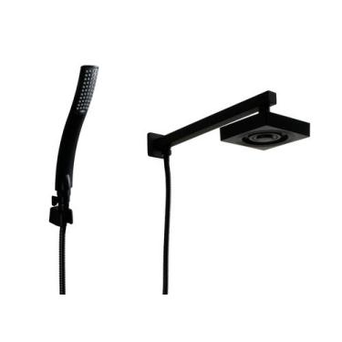 Imagem de Ducha AutoLimpante ABS 13 cm Preto Fosco com Ducha de Mão - AMG Metais