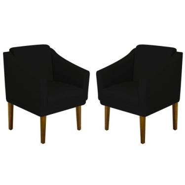 Imagem de Kit 02 Poltrona Decorativa Gran Diego - Dritex, Sintetico Preto