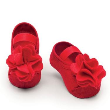 Imagem de Meia Puket Sapatilha Boneca c Apique Princess RN Vermelho, Vermelho, 0
