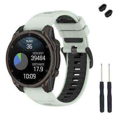 Imagem de TopPerfekt Pulseira de relógio de substituição de silicone macio de 20 mm compatível com Garmin Fenix 8 de 43 mm, relógio inteligente Descent Mk3i de 43 mm/Fenix 7S/6S/5S/Instinct 2S (verde menta