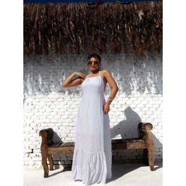 Imagem de Vestido longo costa nua viscolinho verão. cod:2076 - LALOKA, Creme, M