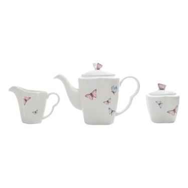 Imagem de Conjunto 3 Porcelana De Café Borboletas Branco Wolff - ROJEMAC IMPORTA